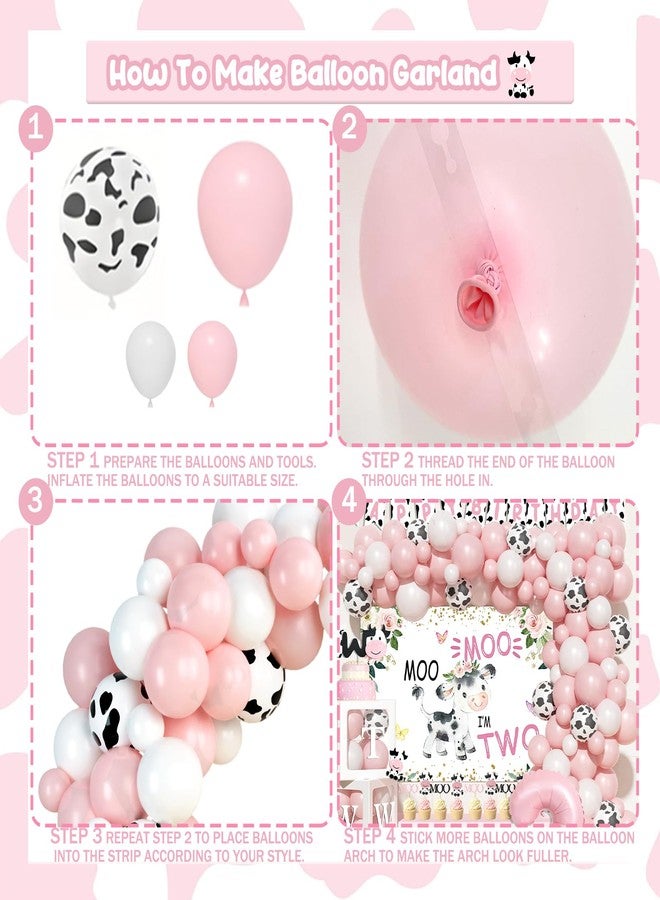 Fiesec Moo Moo Im Two Birthday Decorations Girl, 2nd Birthday Decorations for Girl, Cow Theme Backdrop Balloon Banner Cake Toppers Boxes Cutout Crown Poster for Girls Two Years Old Party Supplies - Image 4